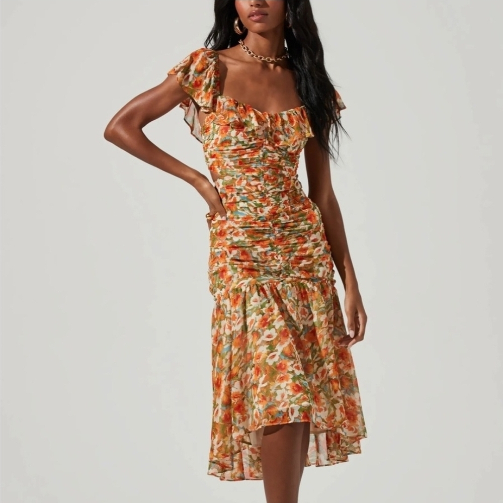 ASTR the label DEVEREAUX CUTOUT FLORAL MIDI DRESS Size Large
